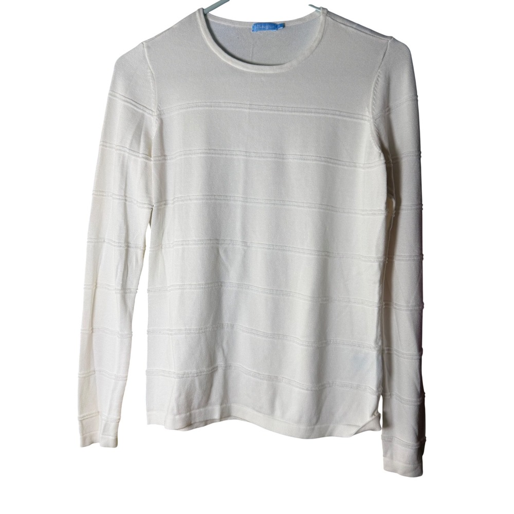 J.McLaughlin Textured Stripe Cotton Modal Sweater Size S